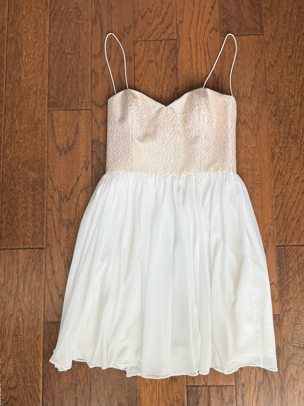ERIN by Erin Fetherston Strappy Sweetheart Fit & Flare Dress in Gold and White